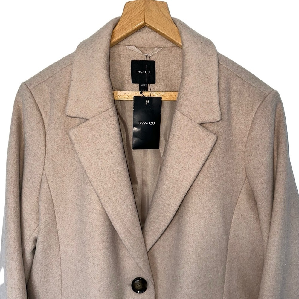NWT RW&CO NUDE PINK TWILL PEA COAT, US XL - Picture 3 of 9